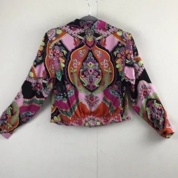 RACHEL ZOE floral print crossover front Long sleeve elasticized waist si… - Picture 4 of 8